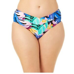 NWT Time and Tru Palm Floral Print Mid-Rise V Bikini Swim Bottoms (AA)